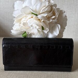 HOBO Rider Classic Black Leather Continental Long Wallet